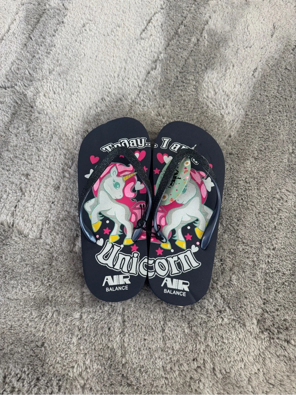 Aiir Balance Navy Today I Am A Unicorn Flip Flops